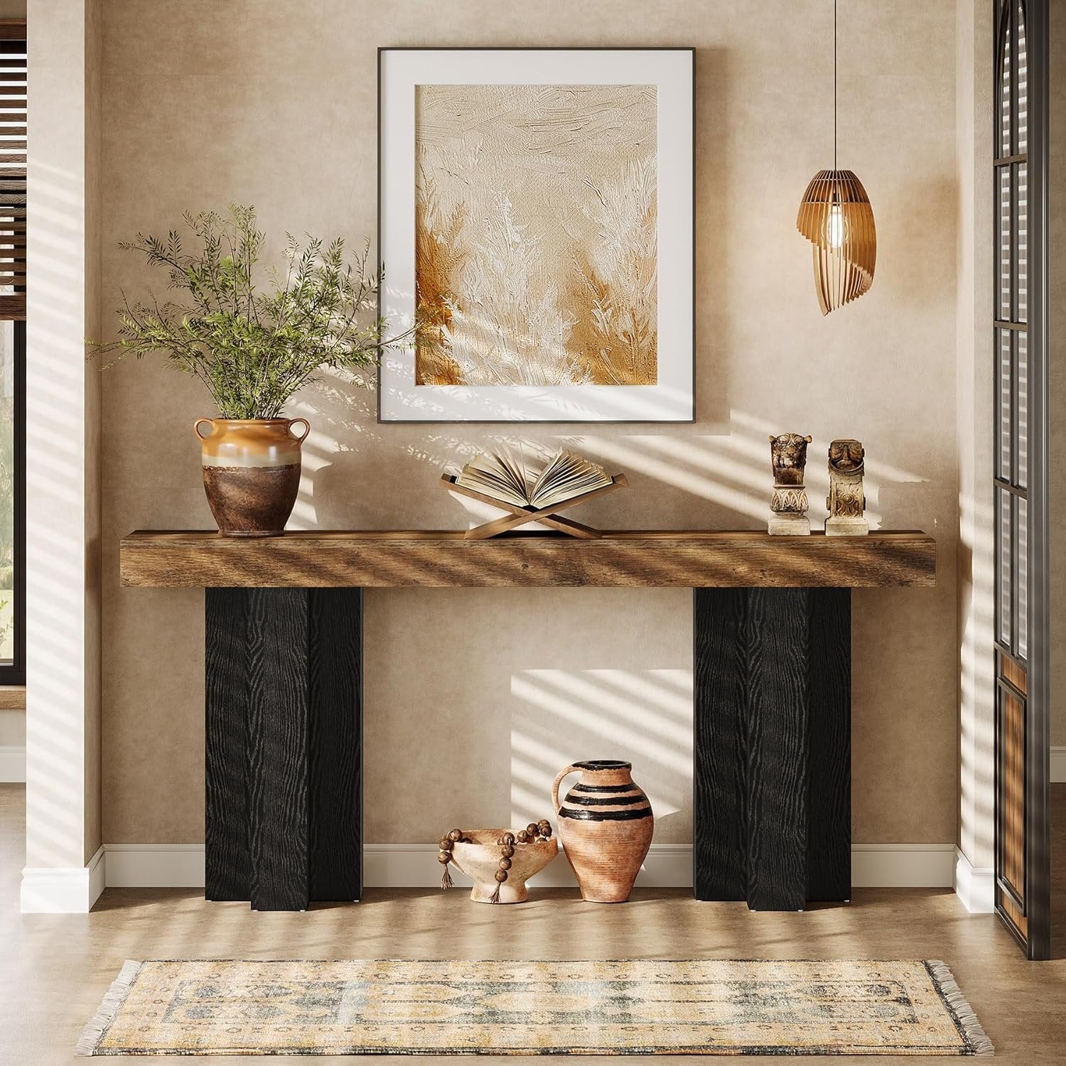 63" Console Table, Narrow Sofa Console Entryway Table with Sturdy Legs