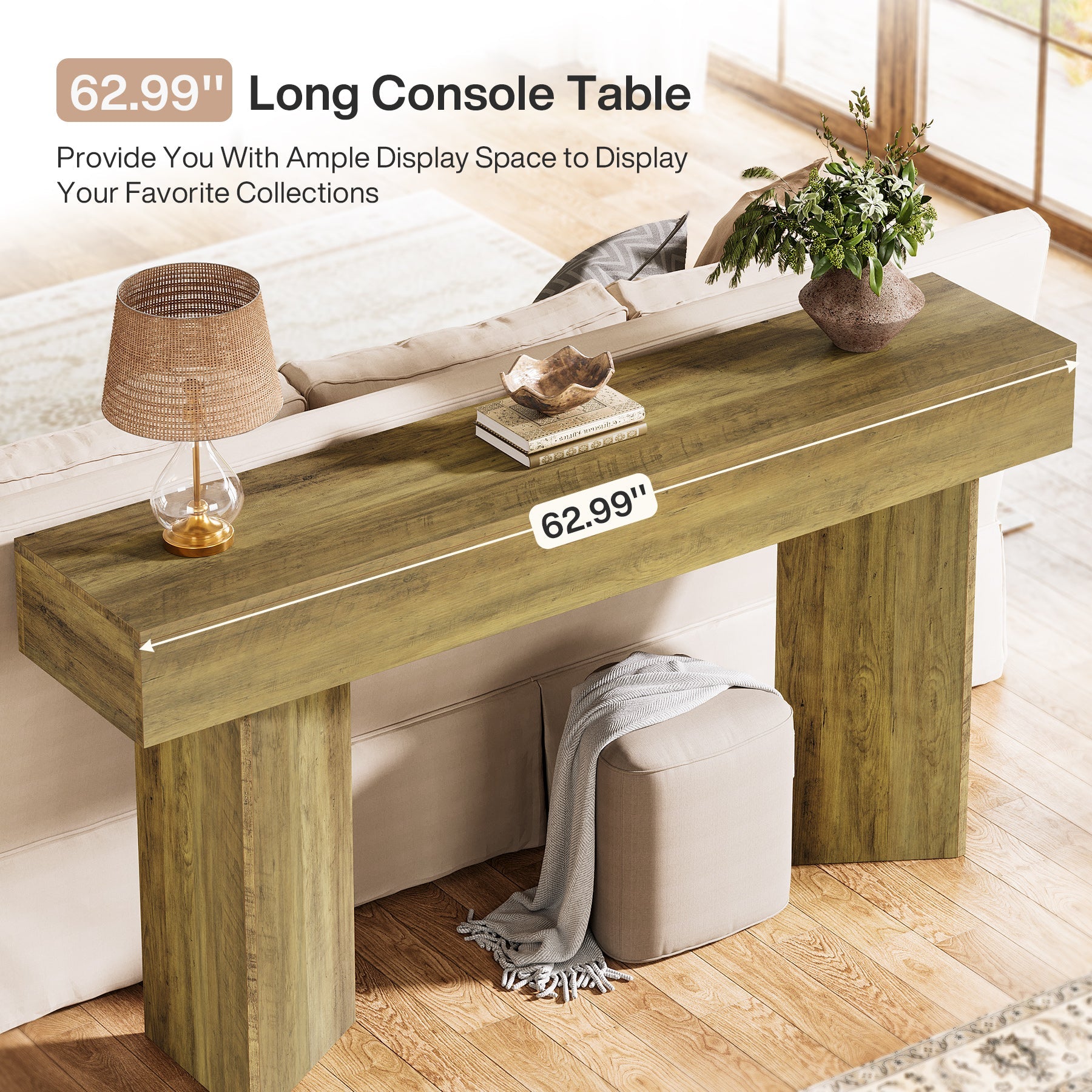 63" Console Table, Narrow Sofa Table Entry Console Table