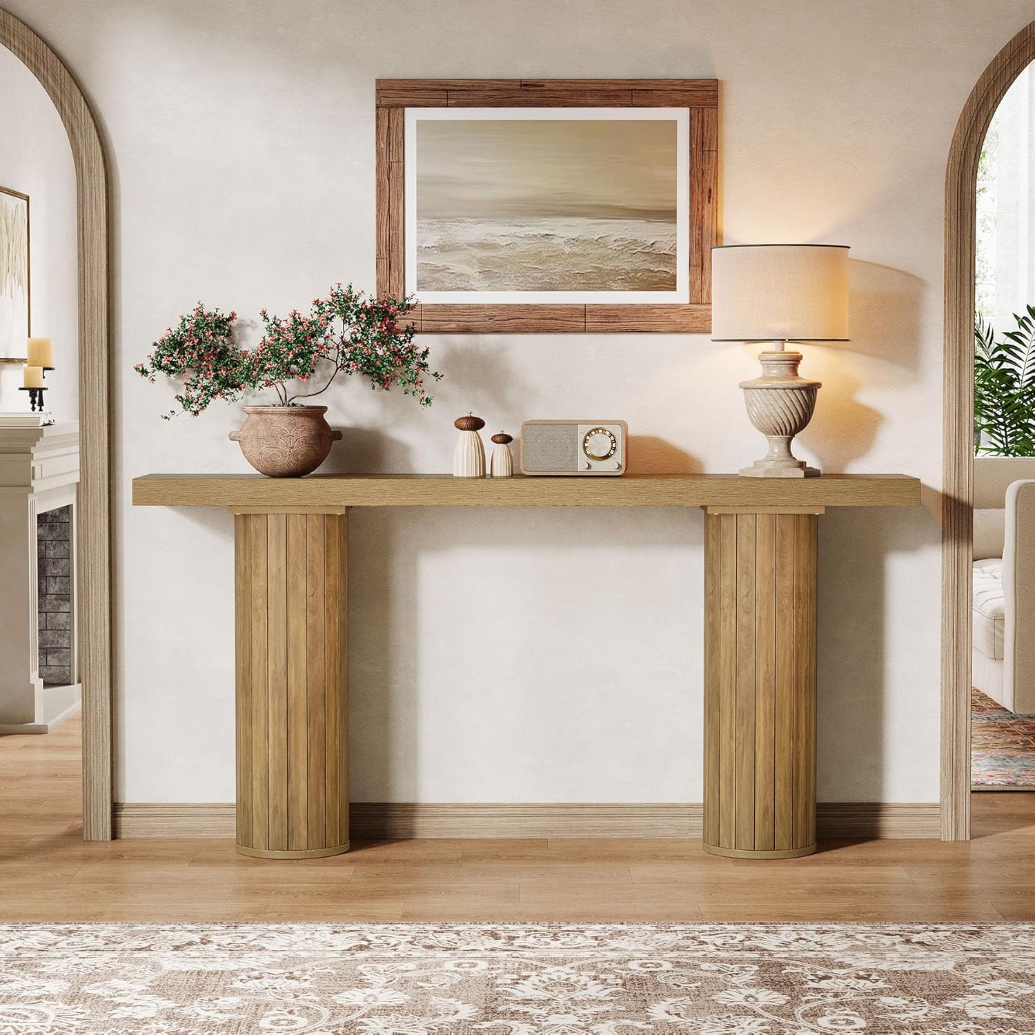 63" Farmhouse Console Table, Long Narrow Sofa Table for Living Room & Hallway