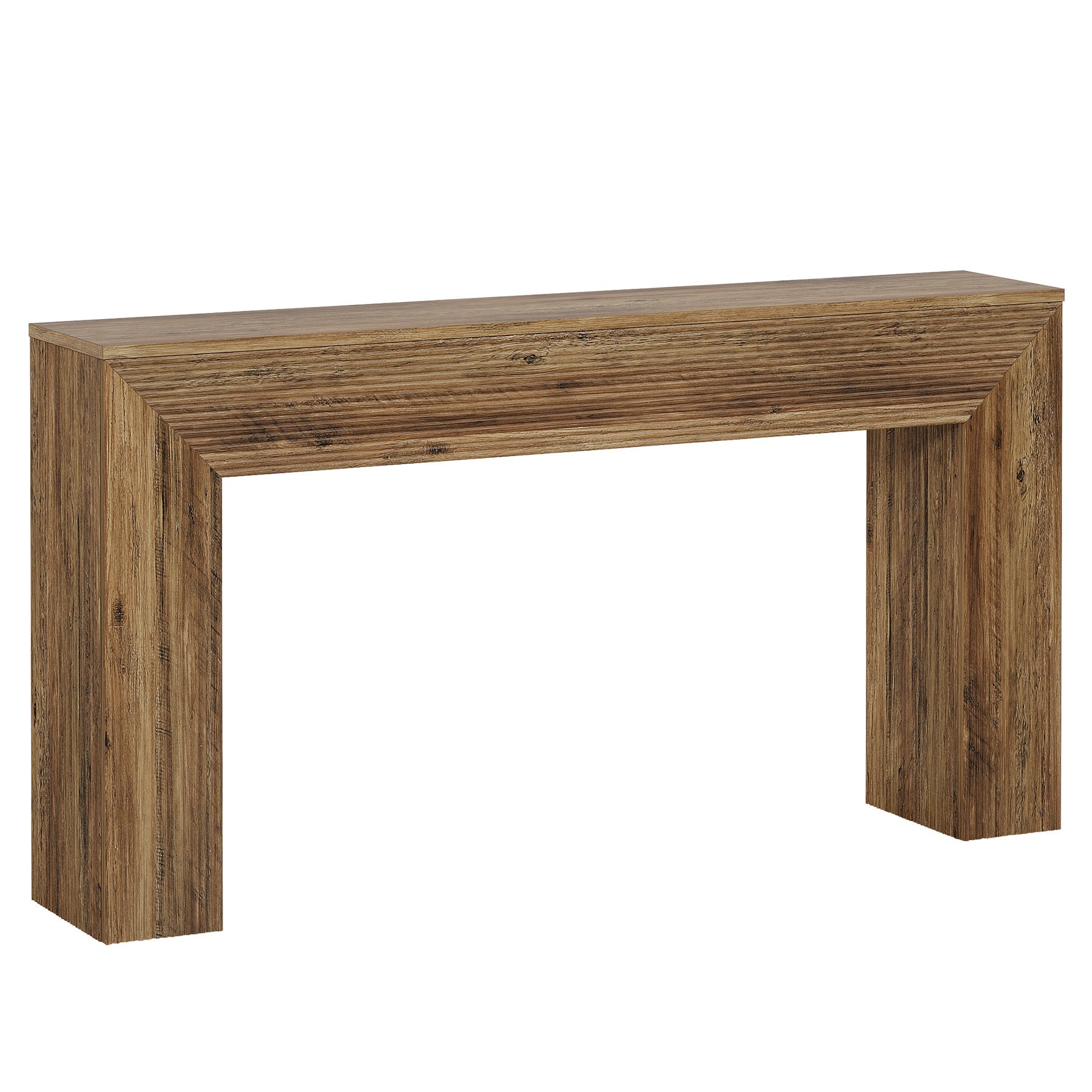 63" Fluted Console Table, Rustic Entryway Table Sofa Table Behind Couch Tribesigns