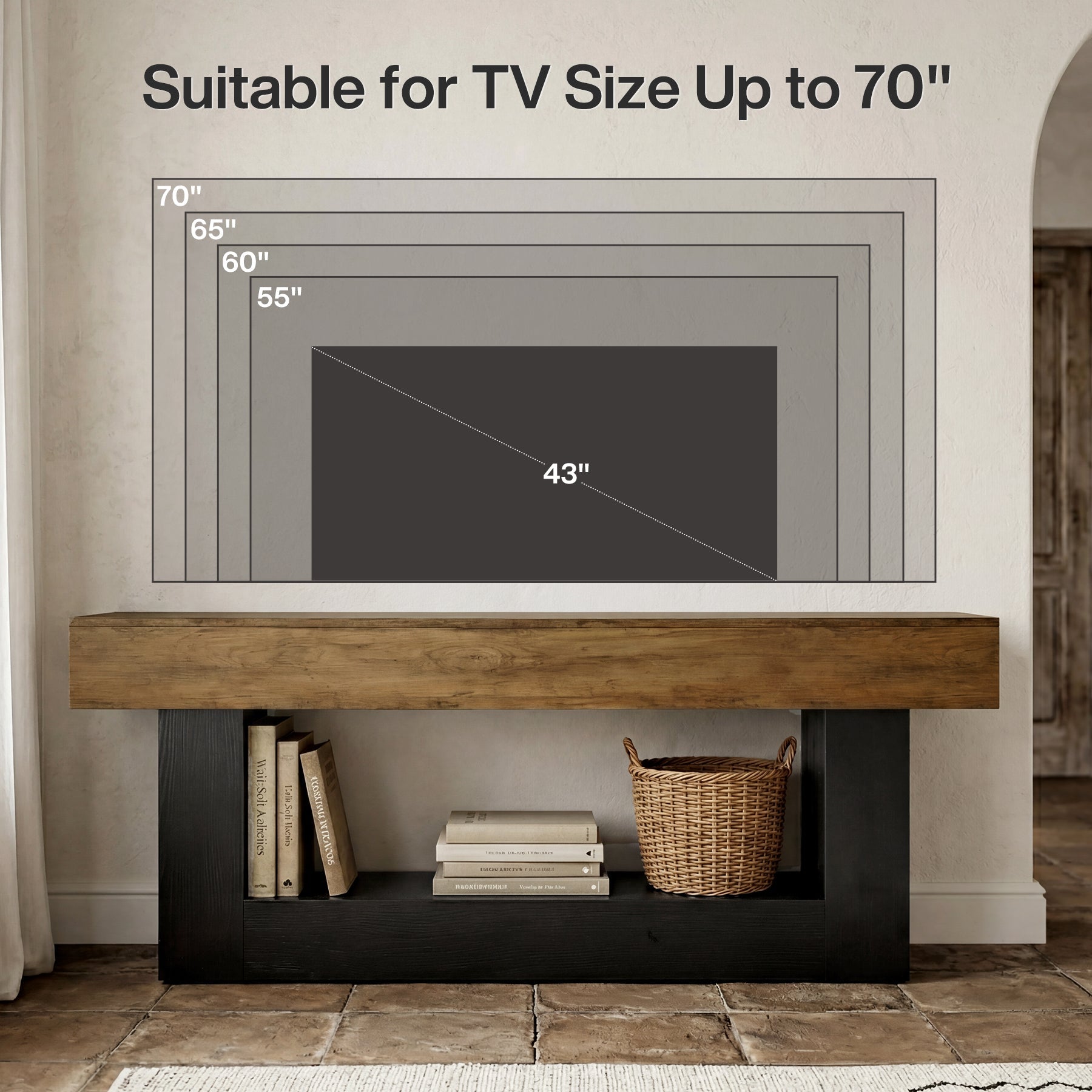 63" Modern TV Stand for TVs Up to 70 " Entertainment Center with U-Shaped Pedestal Tribesigns