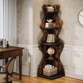 69" Wood Bookshelf, 5 - Tier Corner Shelf Storage Plant Stand Tribesigns 3