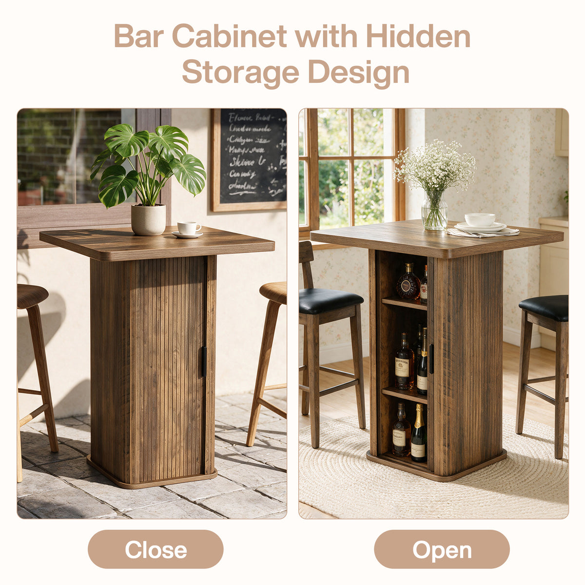Tribesigns Bar Table with 3-Shelf Storage Unit, Height 90 cm, for Small Kitchens
