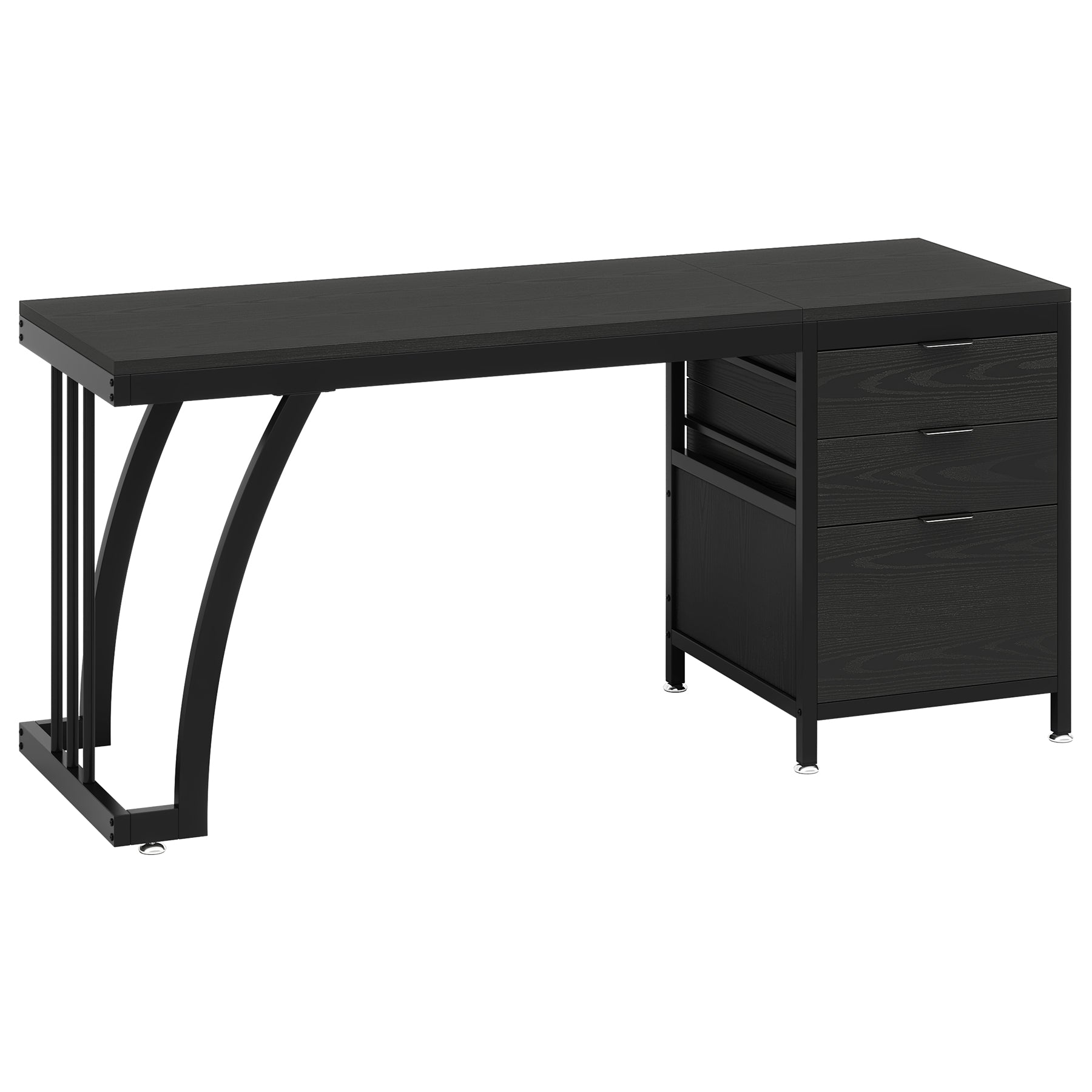 59" Computer Desk with 3 Drawers, Industrial Study Writing Table Workstation with File Storage for Home Office