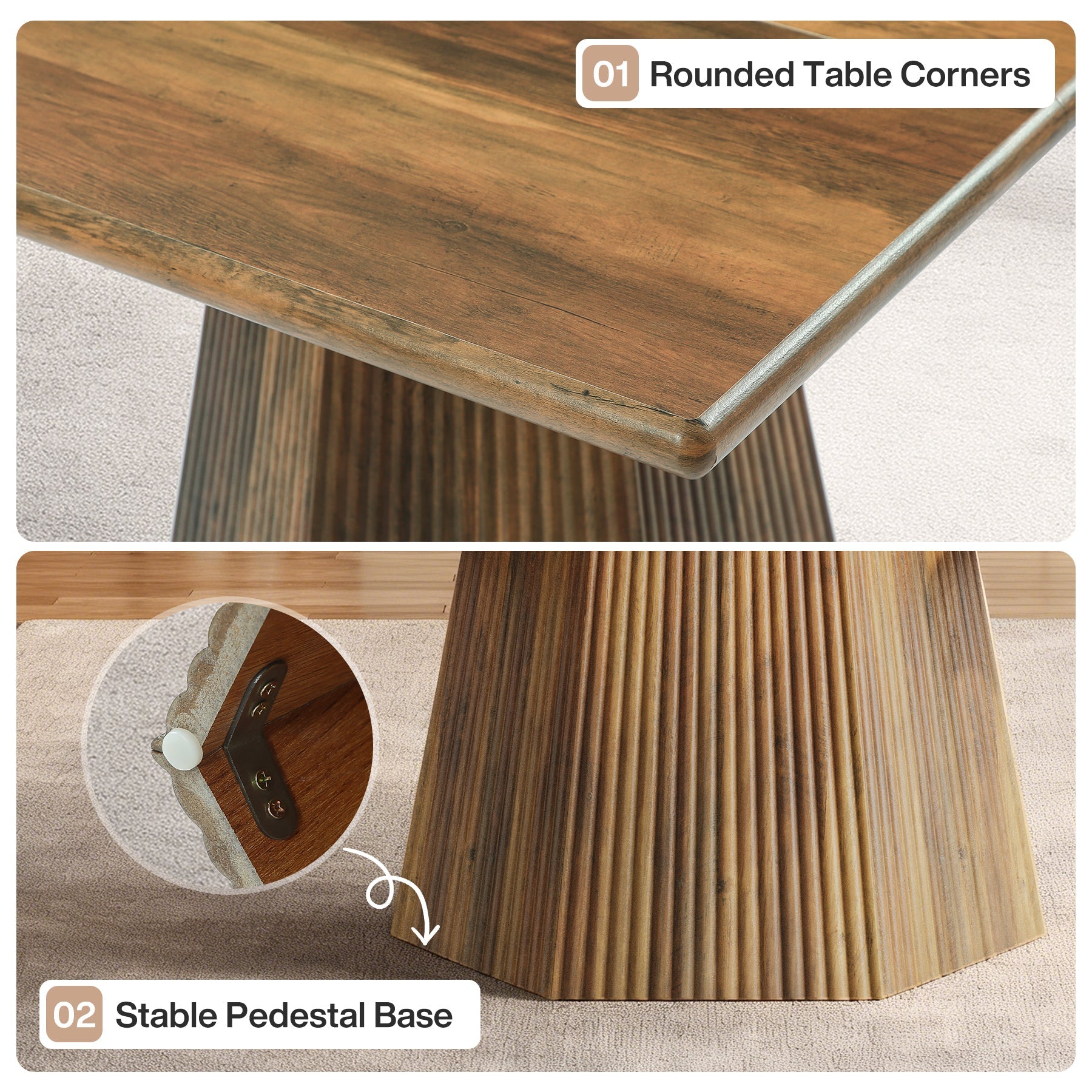 31.5" Square Dining Table for 4, Kitchen Table with Sturdy Pedestal Base