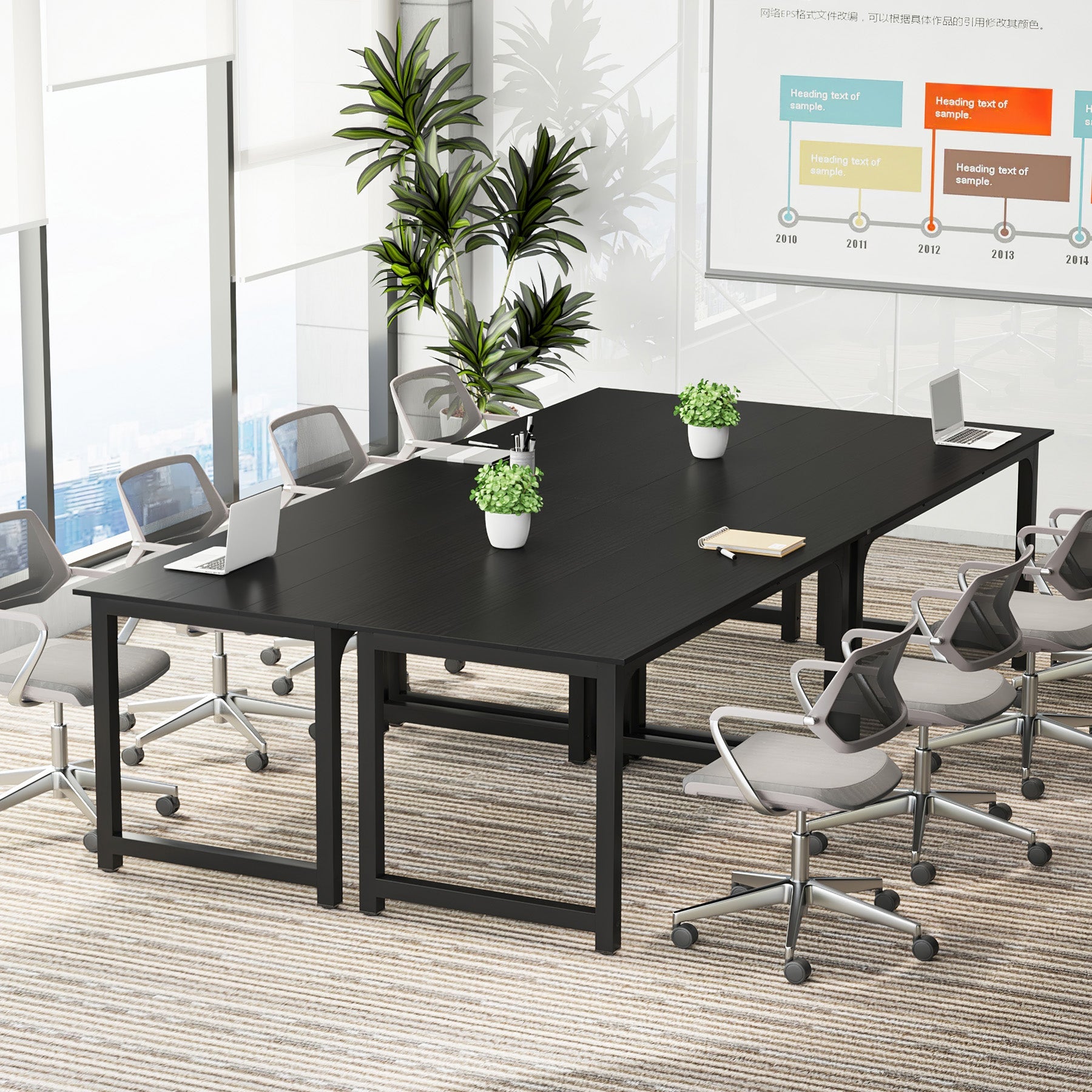 63" Large Office Desk, Industrial Writing Workstation