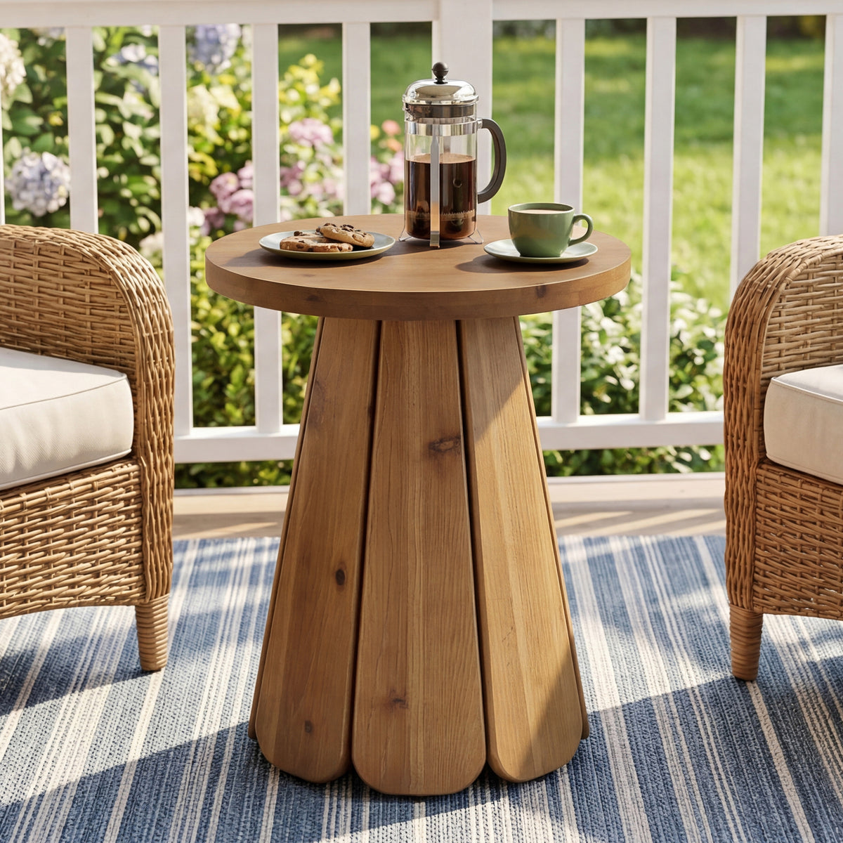 50cm Round End Table, Mid Century Accent Table for Living Room