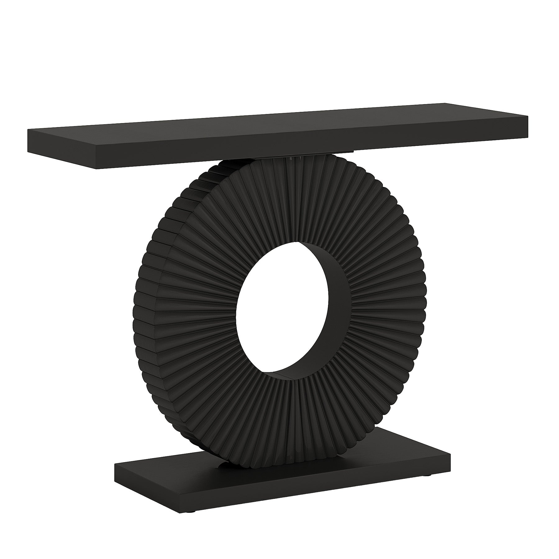 40" Modern Console Table Wood Sofa Table with Geometric Base