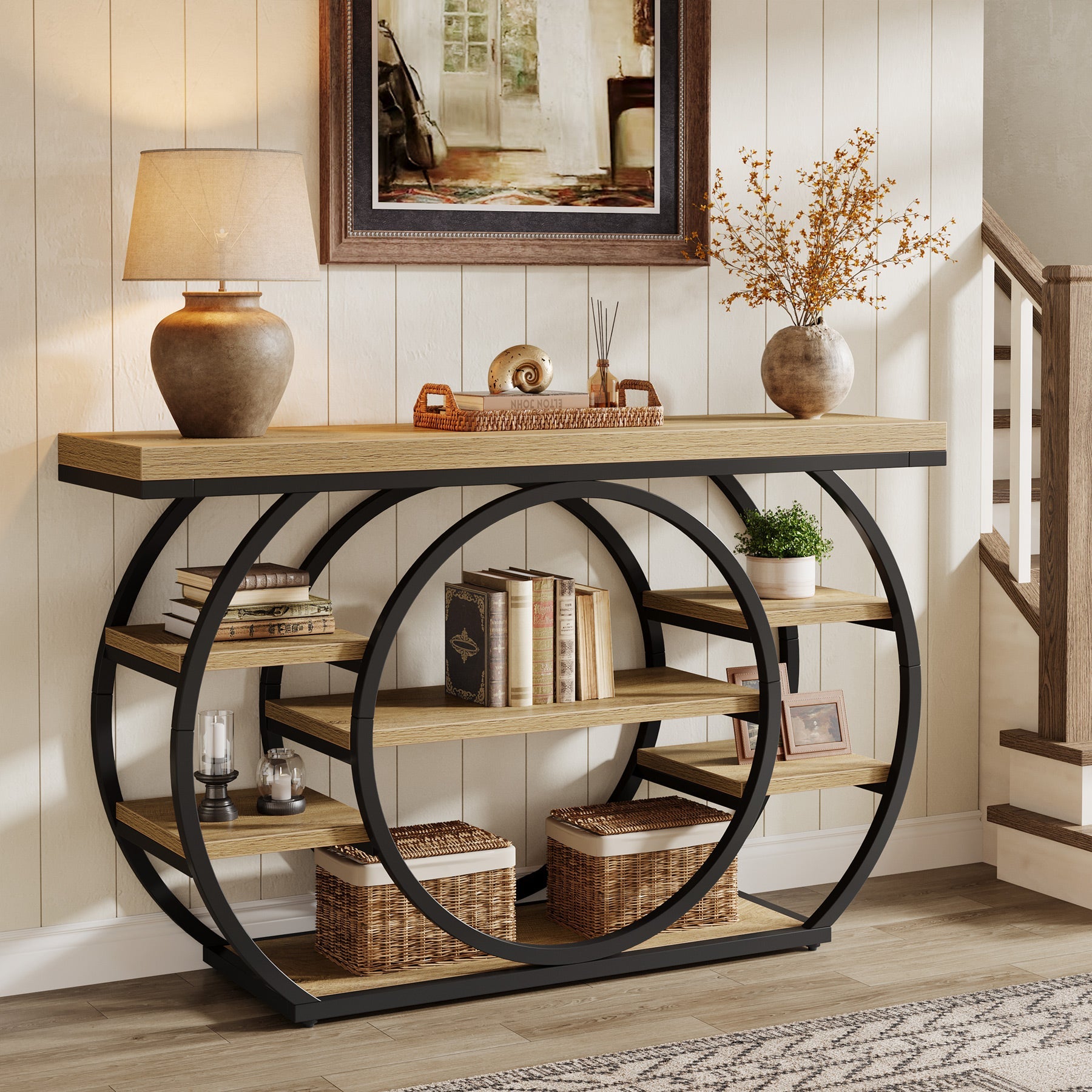 Tribesigns 47" Console Table, 5-Tier Industrial Entryway Table with Metal Frame