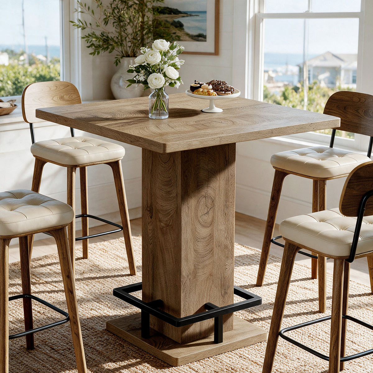 81cm Square Counter Height Dining Table, Small Space Kitchen Table