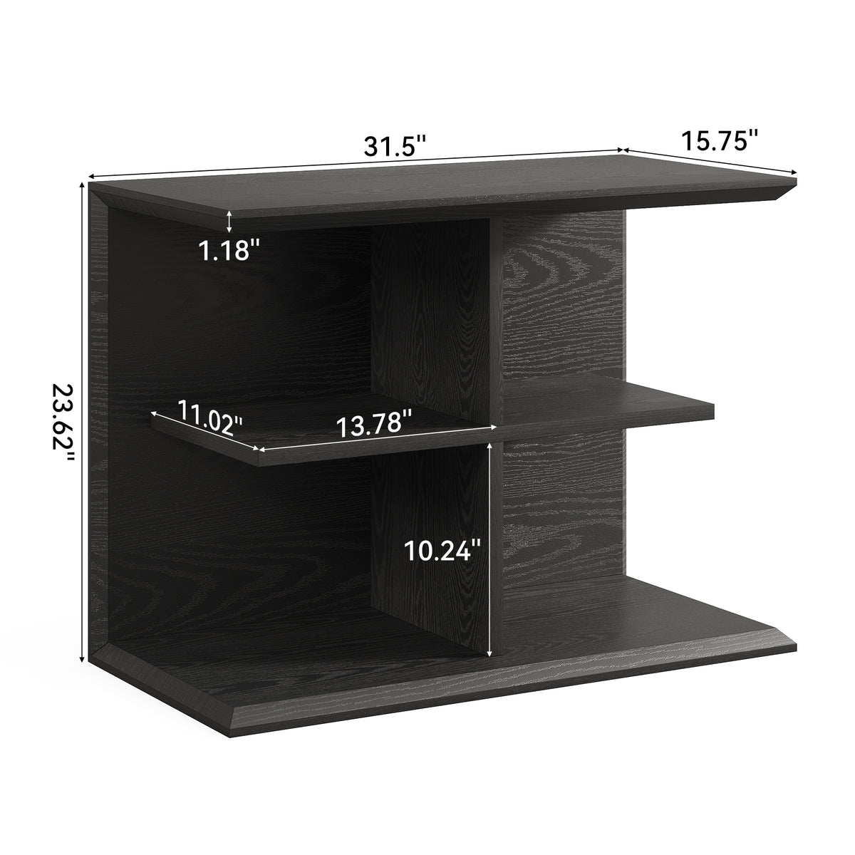 80cm industrial-style 3-tier side table with storage space – versatile side table for the living room and hallway
