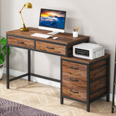 5-Drawer Computer Desk, Study Writing Table with Reversible Drawer Cabinet 3