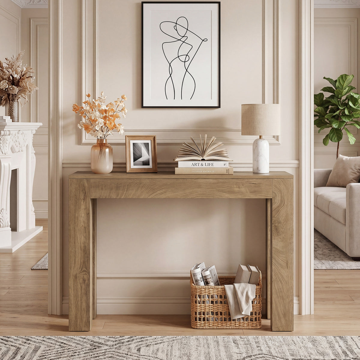 Tribesigns 105 cm console table, narrow sofa table with a sturdy frame for the living room