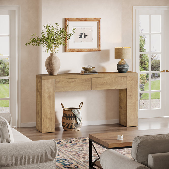 Tribesigns 160cm console table, slim hallway table with 2 drawers