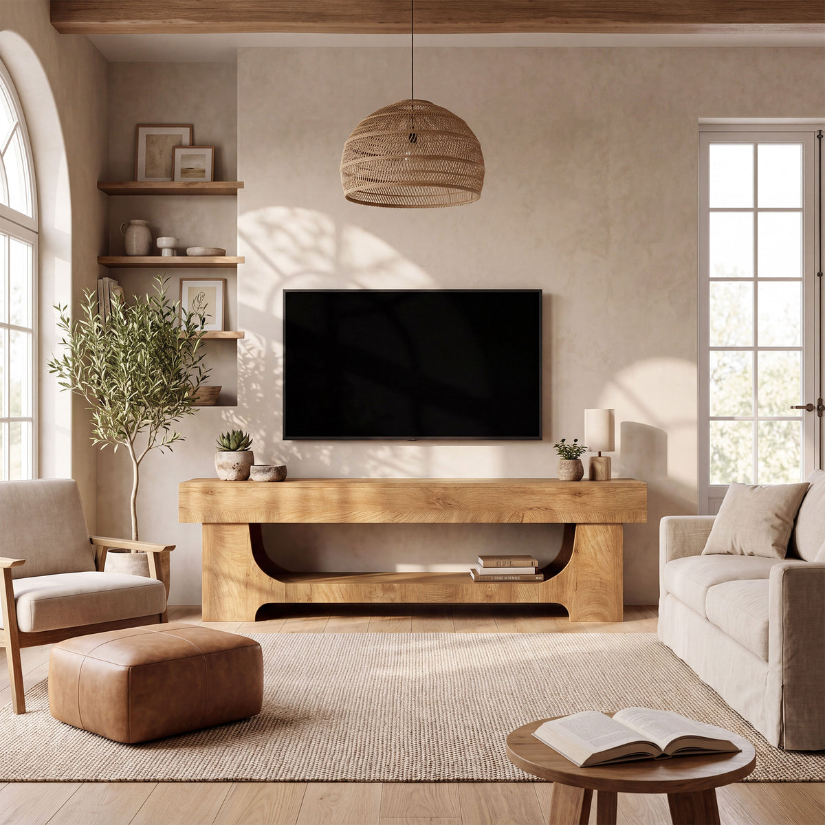 160cm TV Stand, Farmhouse Entertainment Centre with Storage for TVs up to 75"