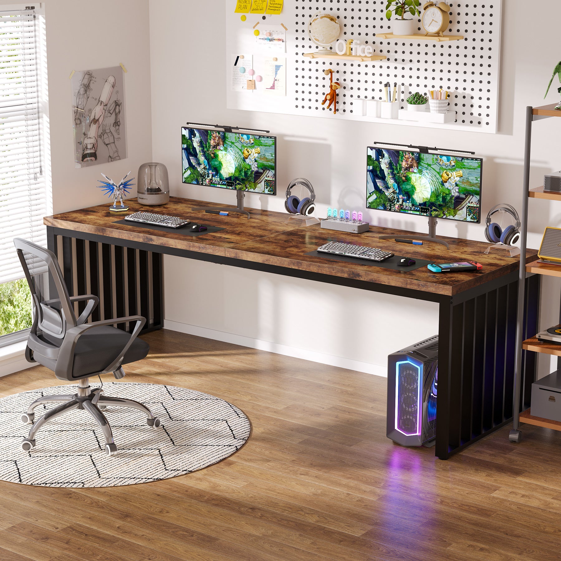 71" Home Office Computer Desk - Heavy Duty Metal Frame Workstation