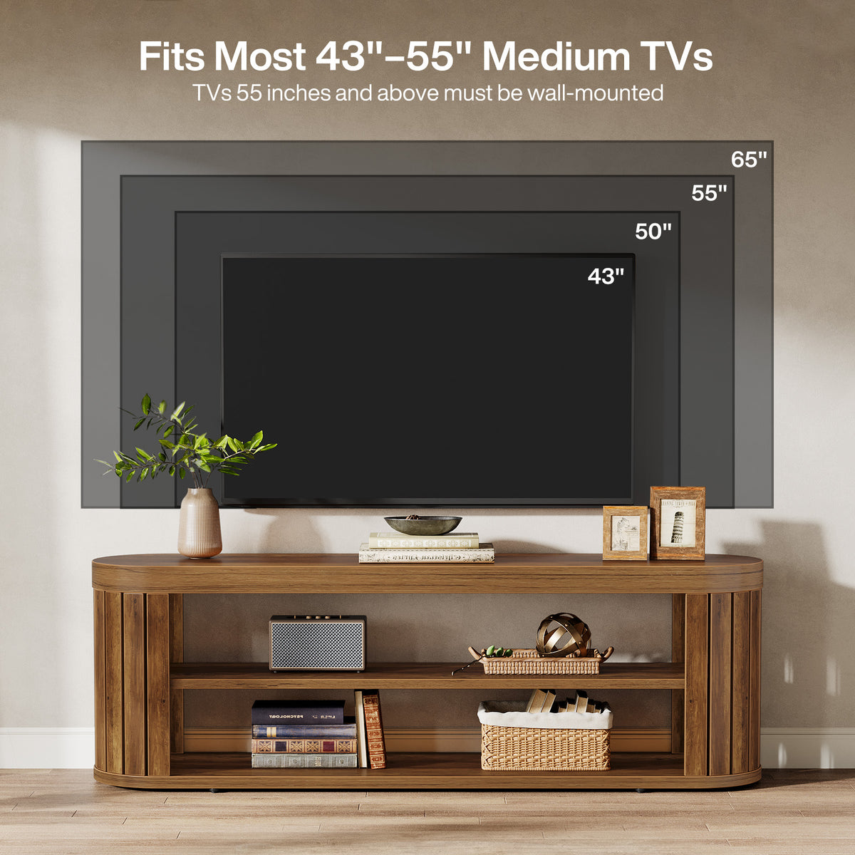 120cm TV Stand, 2-Tier Open Storage for TVs up to 55"