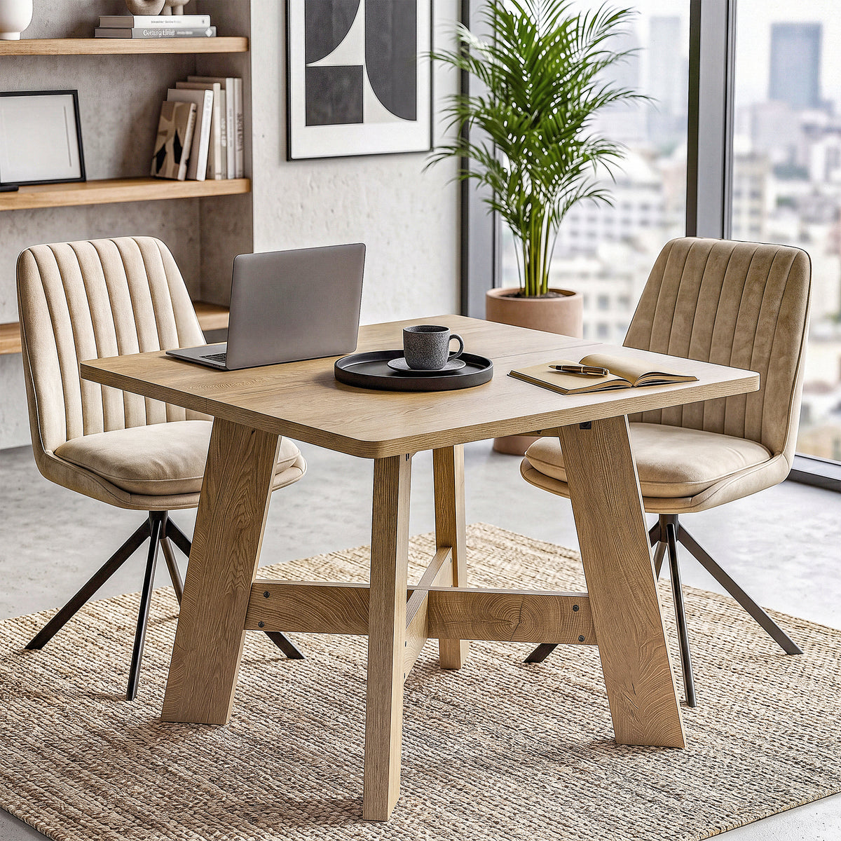 100cm Square Dining Table, Rustic Kitchen Table for 4