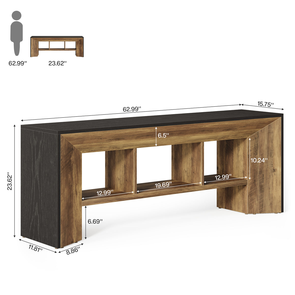 160cm TV Stand, Industrial Entertainment Centre with Storage for TVs up to 70"