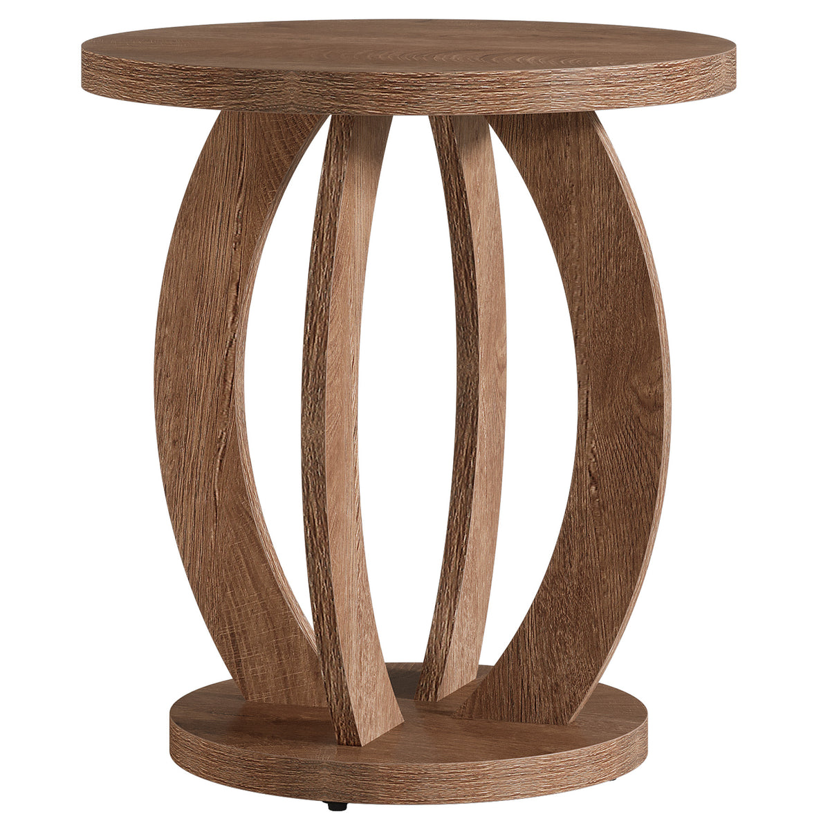 60cm Round End Table, Rustic Side Table with Storage for Living Room
