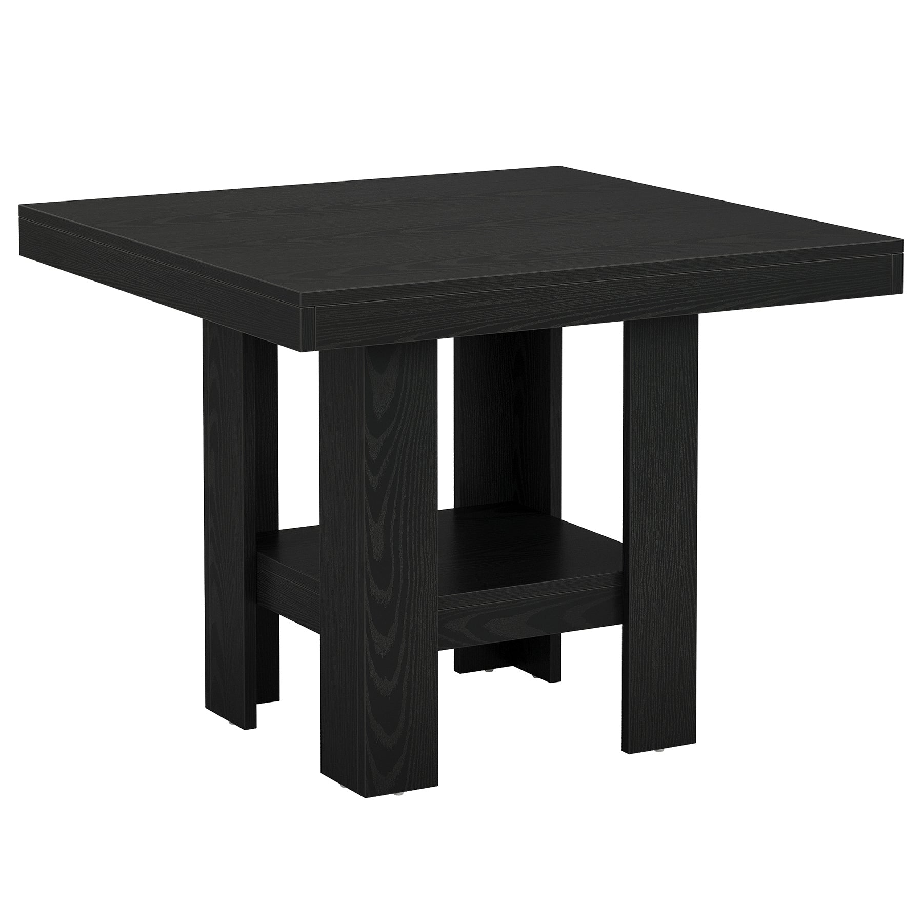 80cm Dining Table, Square Kitchen Table with Shelf Storage for 4