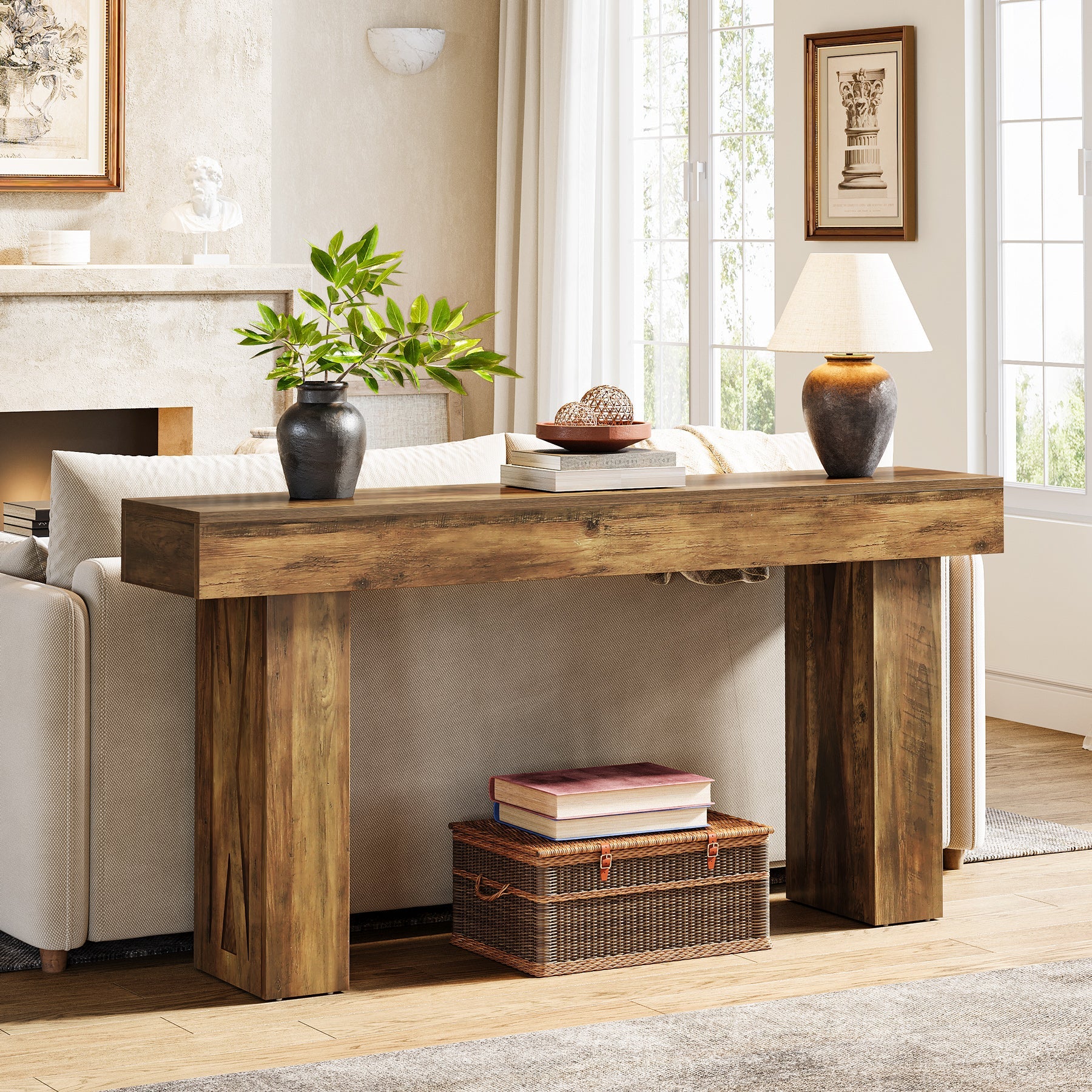 63" Narrow Console Table, Modern Sofa Table for Entryway Living Room