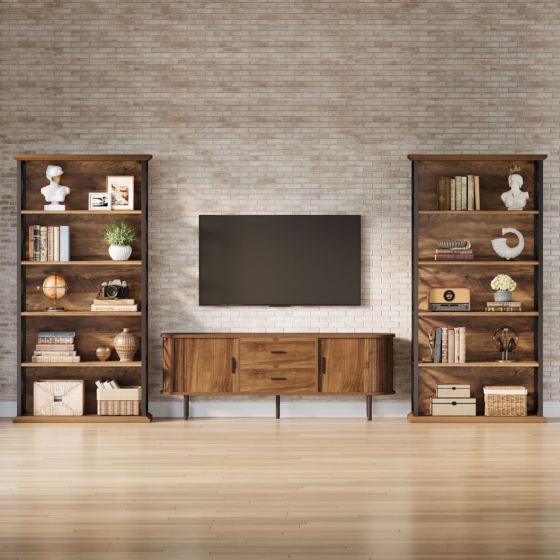 71" 6-Tier Bookshelf, Open Storage Bookcase with Metal Frame for Office