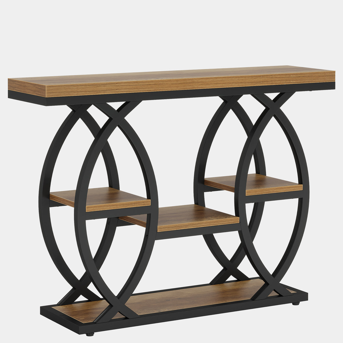39.4" Console Table, 4-Tier Narrow Sofa Table with Metal Frame & Storage