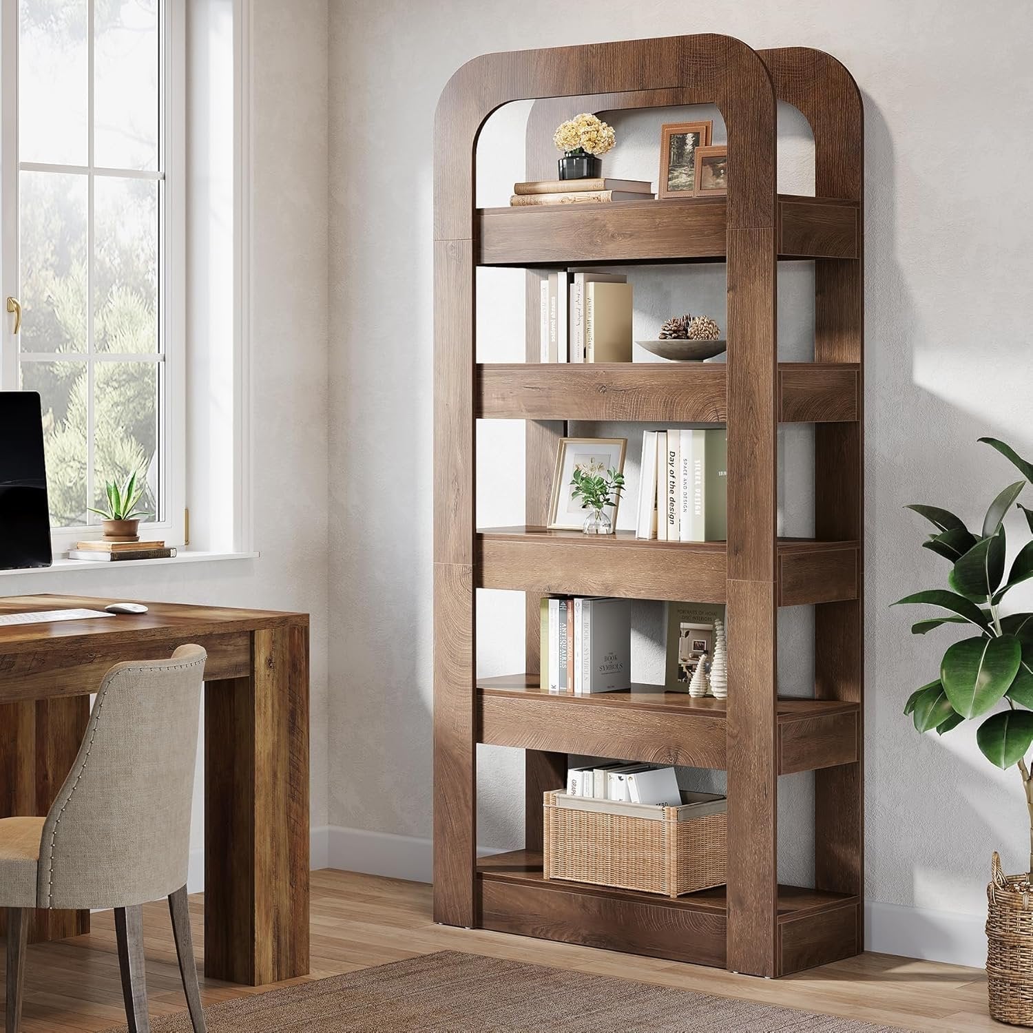 70.9" Bookshelf, 5-Tier Bookcase Storage Unit with Open Shelves