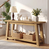 70.9" Solid Wood Console Table, Farmhouse Entryway Table for Living Room 3