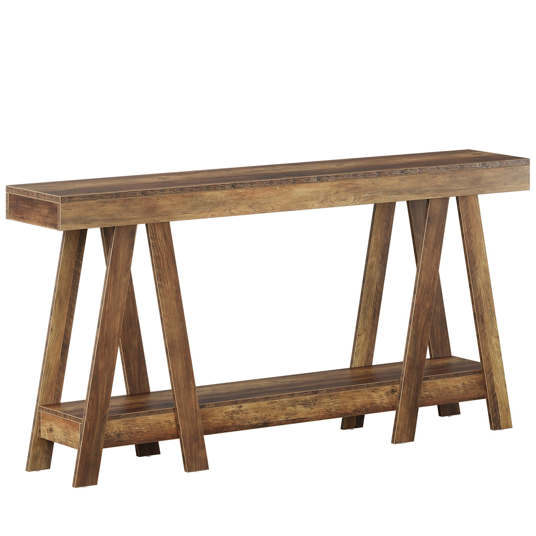 70.87" Console Table, 2 - Tier Farmhouse Entryway Table Behind Sofa Tribesigns