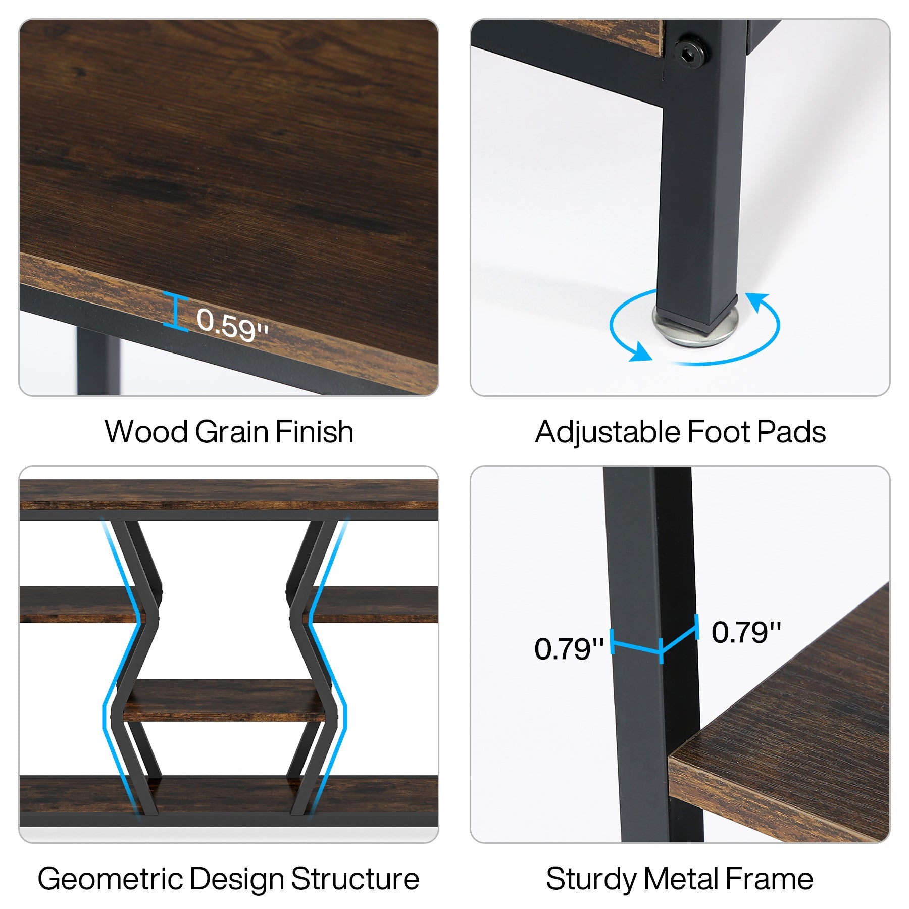 70.9" Console Table Industrial Sofa Table with Storage Shelves Tribesigns