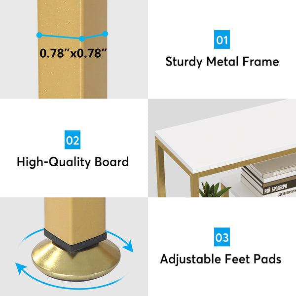 180cm Tall Bookshelf, Modern 11-Tier Display Shelf with Gold Frame