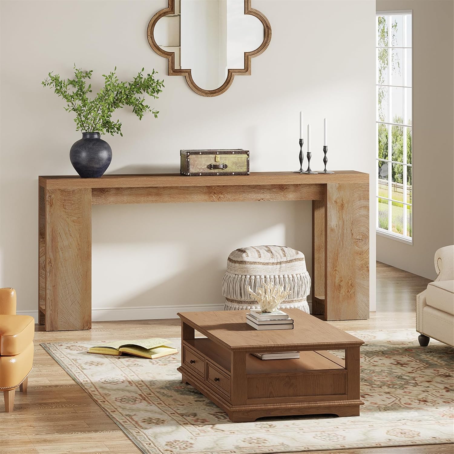Tribesigns 63" Extra Long Console Table, Farmhouse Sofa Table Behind Couch