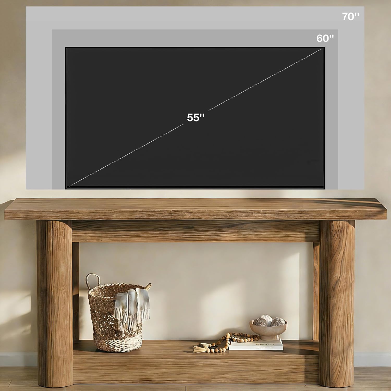 63" Tall Farmhouse TV Stand for 55–75 Inch TVs, Rustic Entertainment Center