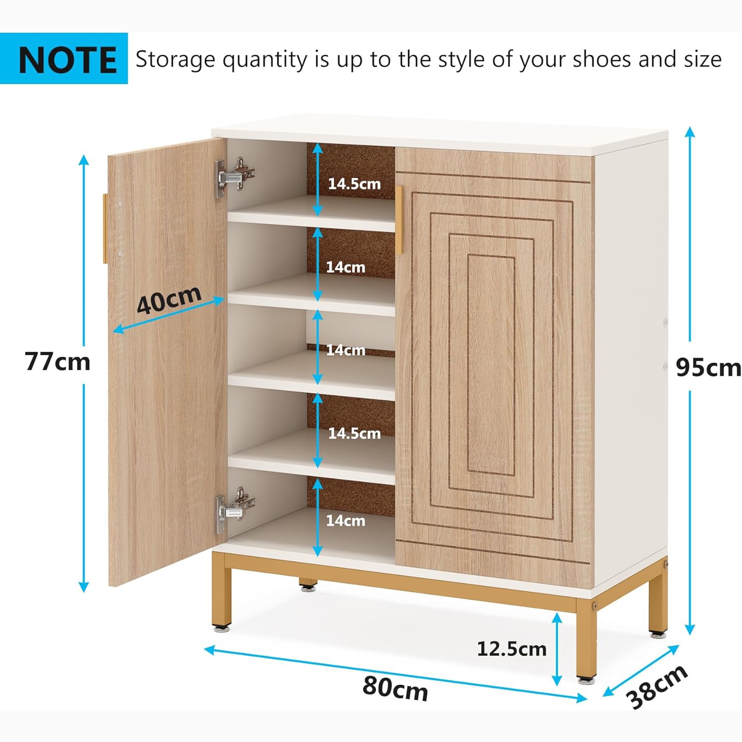 20-Pair Shoe Storage Cabinet with Doors, 6-Tier Freestanding Entryway Organizer Rack