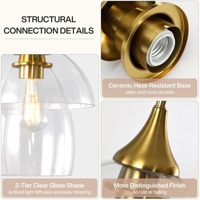 Tribesigns Pendant Light, E27 LED Modern Double-Layered Glass Kitchen Chandelier