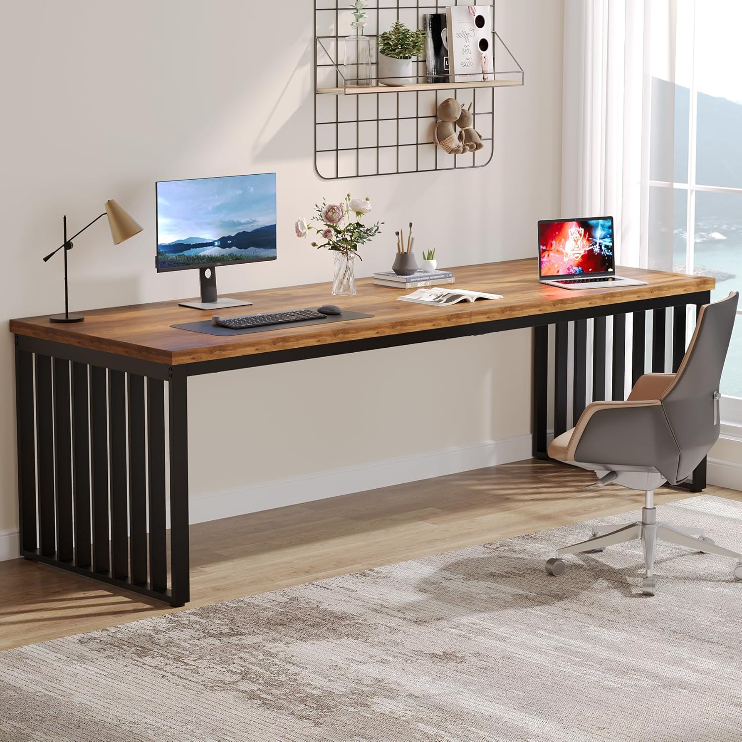71" Home Office Computer Desk - Heavy Duty Metal Frame Workstation