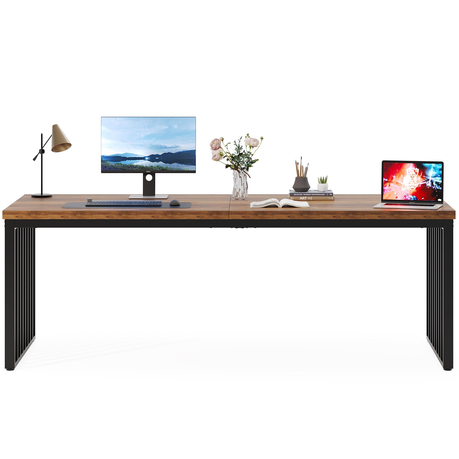 71" Home Office Computer Desk - Heavy Duty Metal Frame Workstation