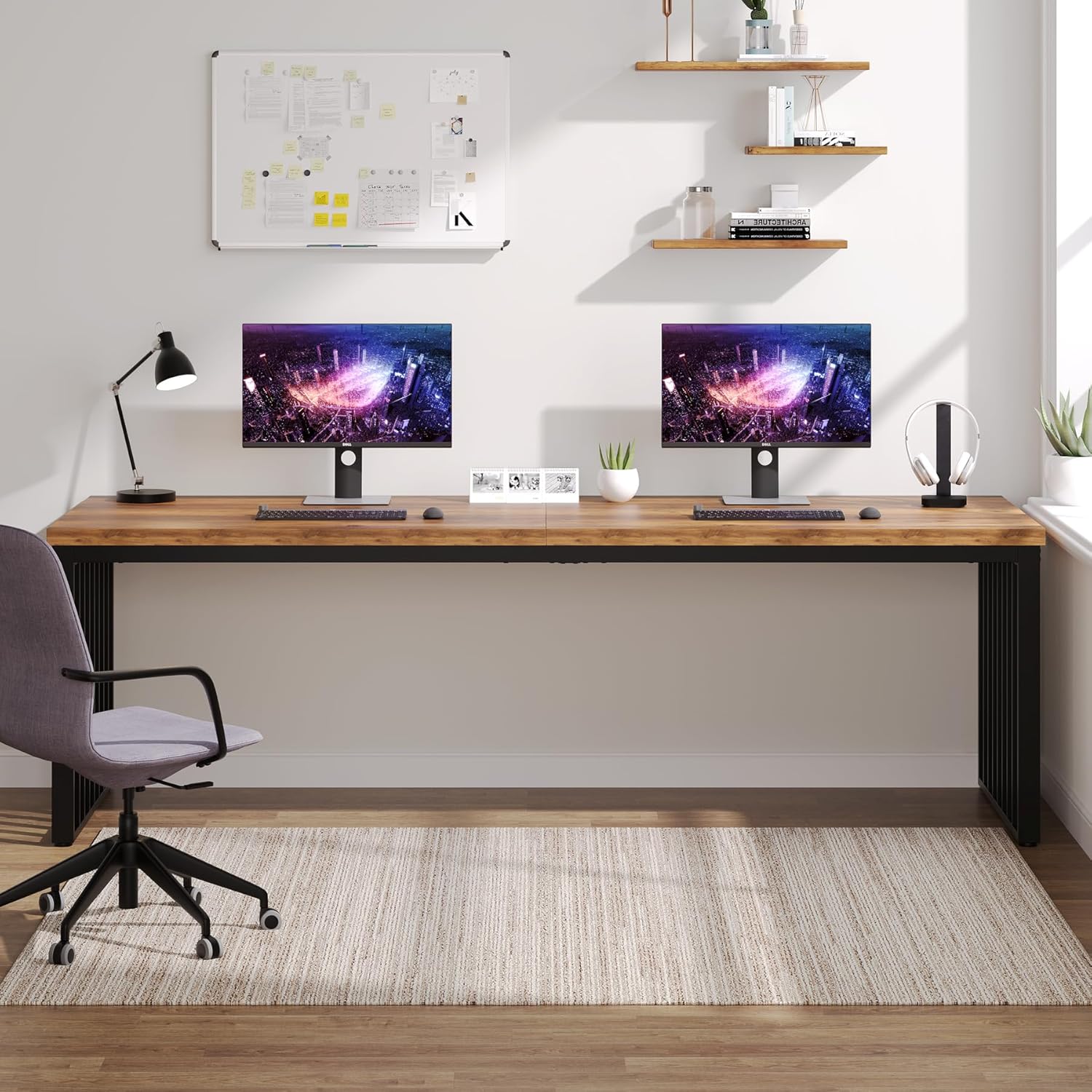 71" Home Office Computer Desk - Heavy Duty Metal Frame Workstation