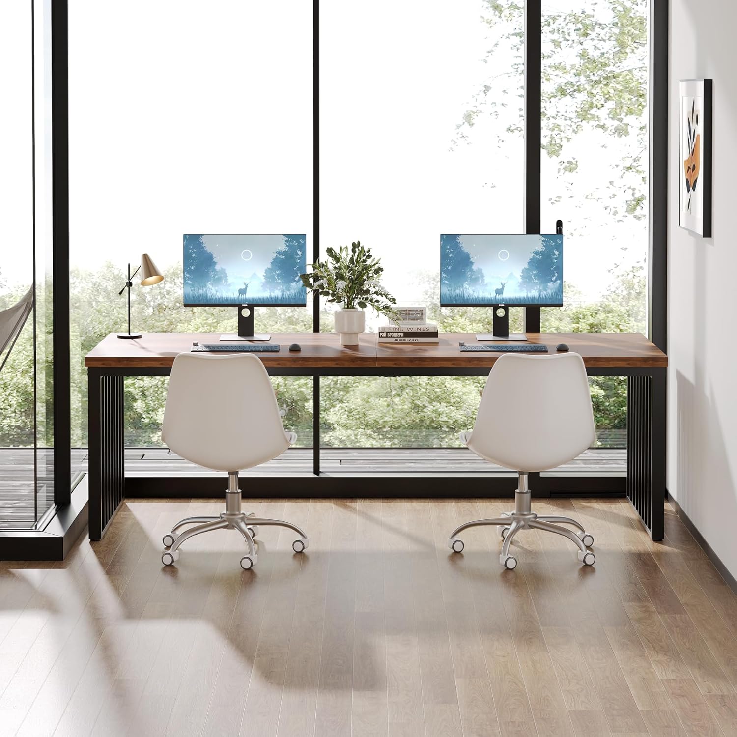71" Home Office Computer Desk - Heavy Duty Metal Frame Workstation