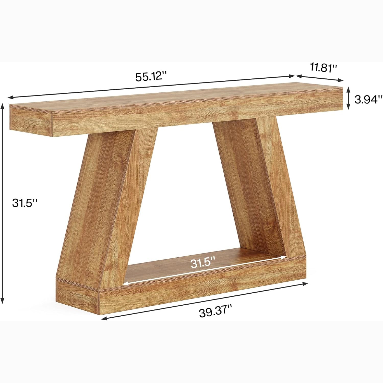 55" Sofa Table with Storage, Farmhouse Console Table for Hallway