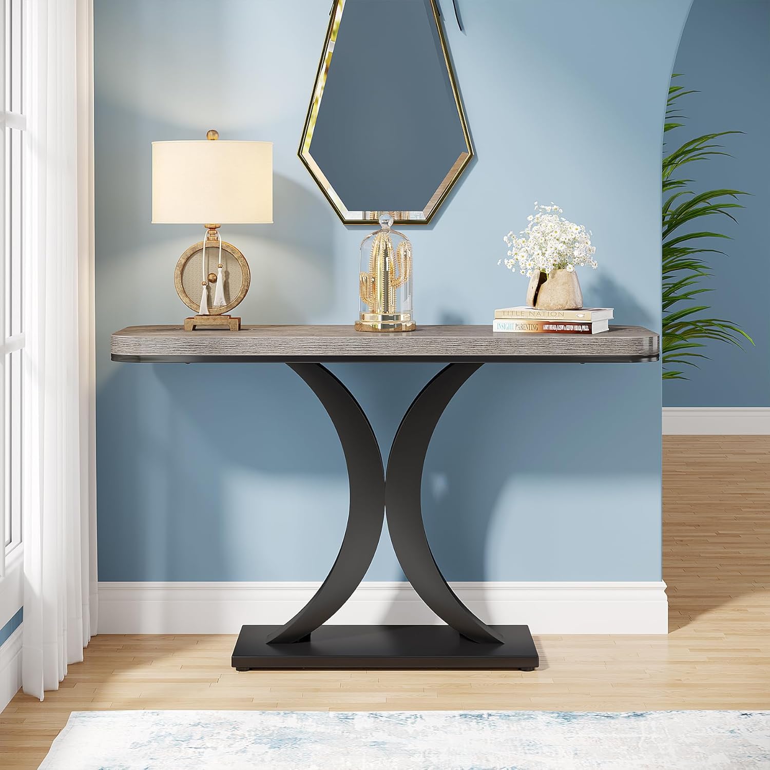 40" Modern Geometric Console Table for Narrow Entryways