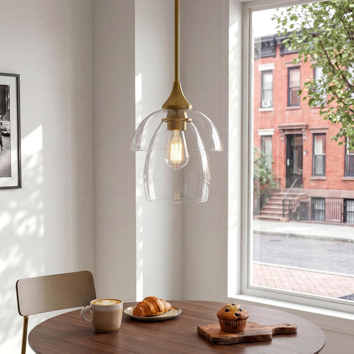 Tribesigns Pendant Light, E27 LED Modern Double-Layered Glass Kitchen Chandelier