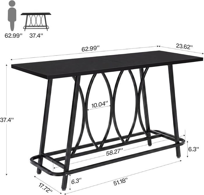 160cm Console Table, Narrow Rustic Metal Hallway Table