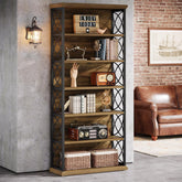 72" Tall Bookshelf, 6-Tier Industrial Etagere Bookcase with Open Storage Shelves 3