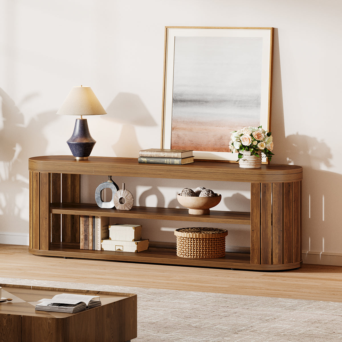 120cm TV Stand, 2-Tier Open Storage for TVs up to 55"