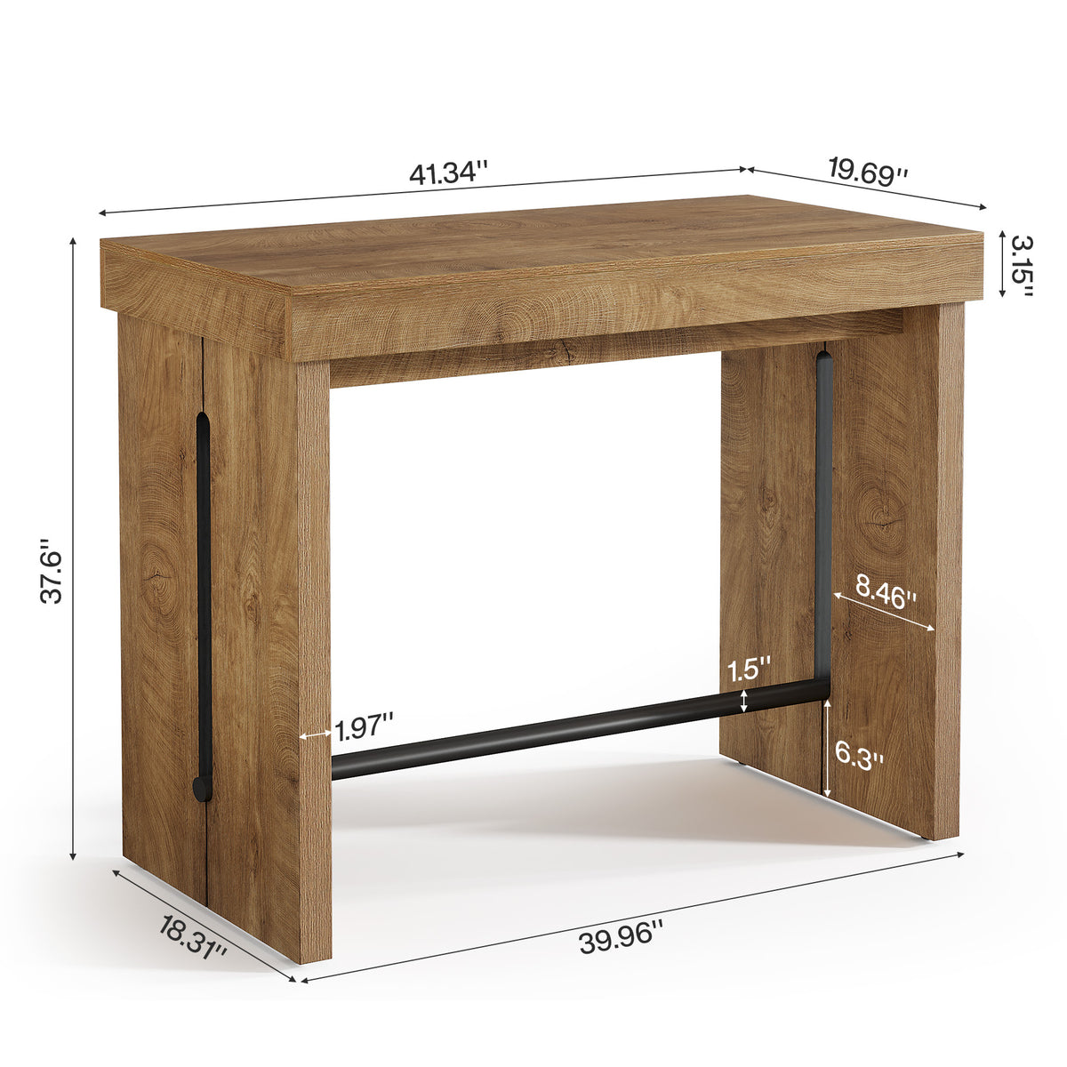 104cm Bar Table, Counter Height Pub Table with Thickened Tabletop