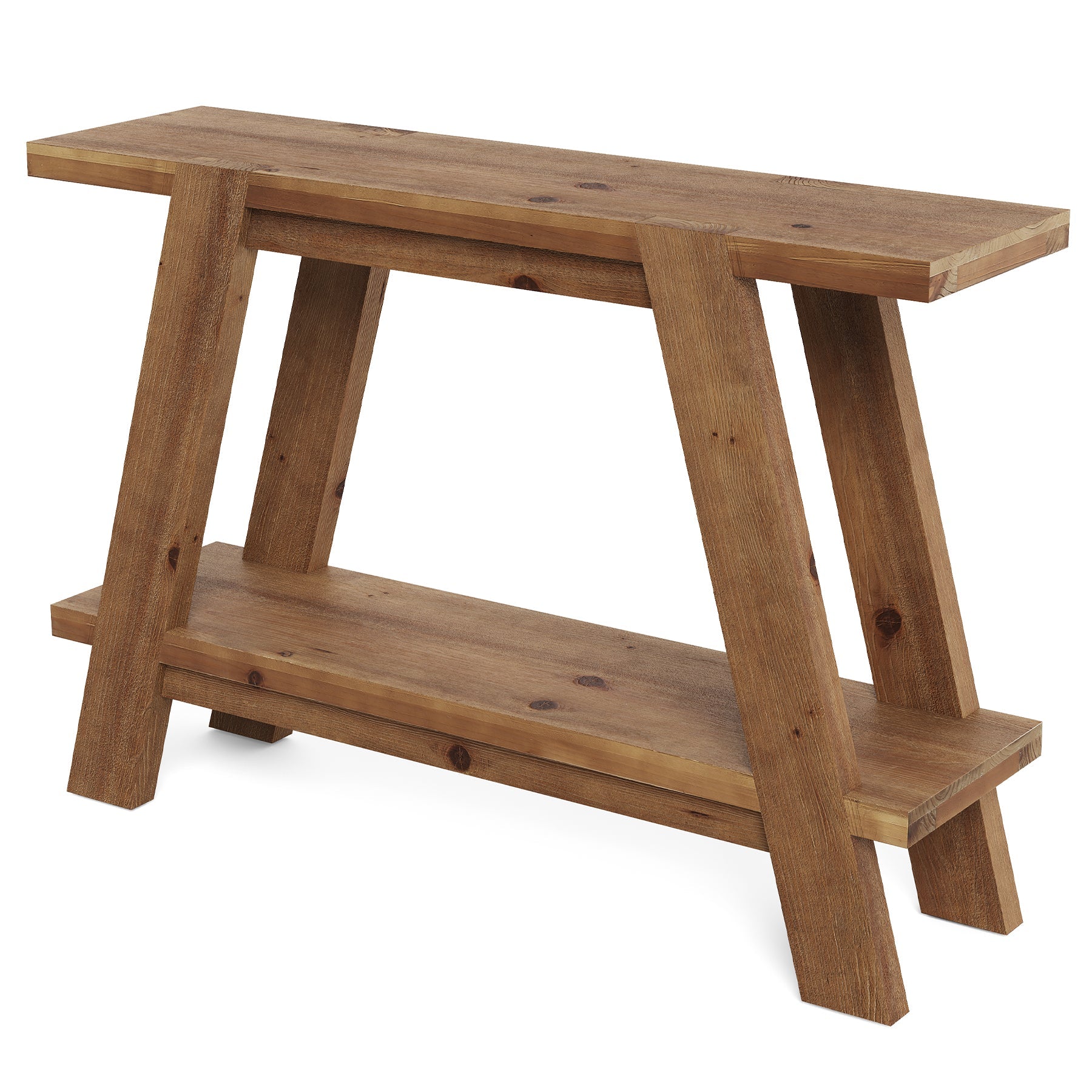 110cm Narrow Console Table, 2-Tier Solid Wood Sofa Entryway Table