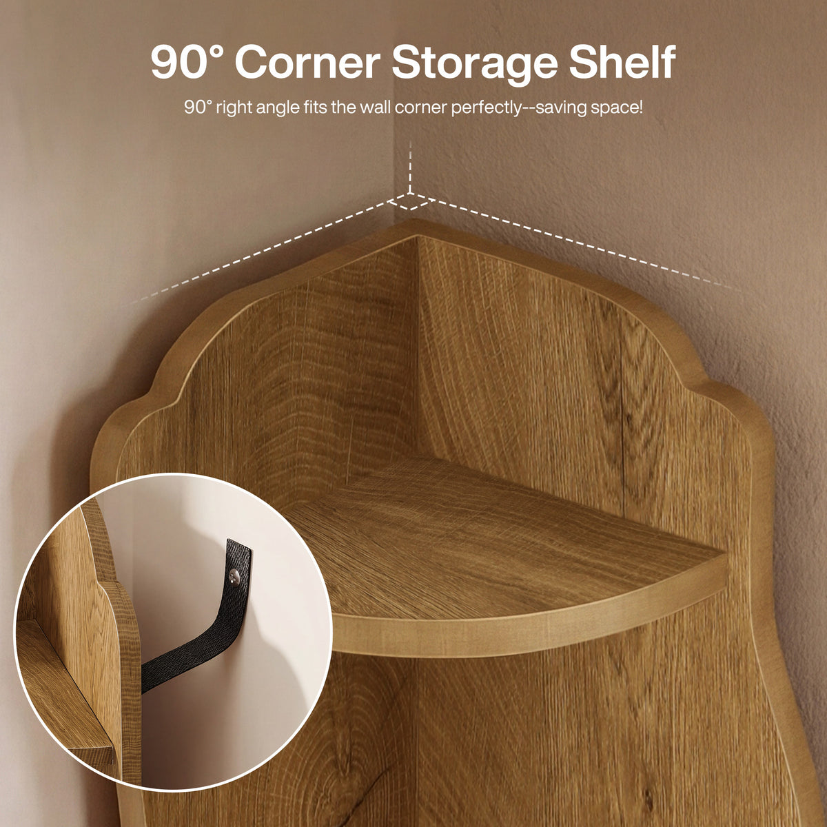 6-Tier Corner Shelf Stand,175cm Tall Bookshelf with Curvy Shape for Living Room